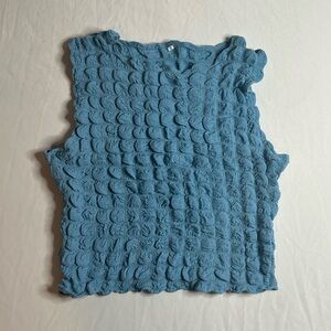 Blue Textured Women's crop Top